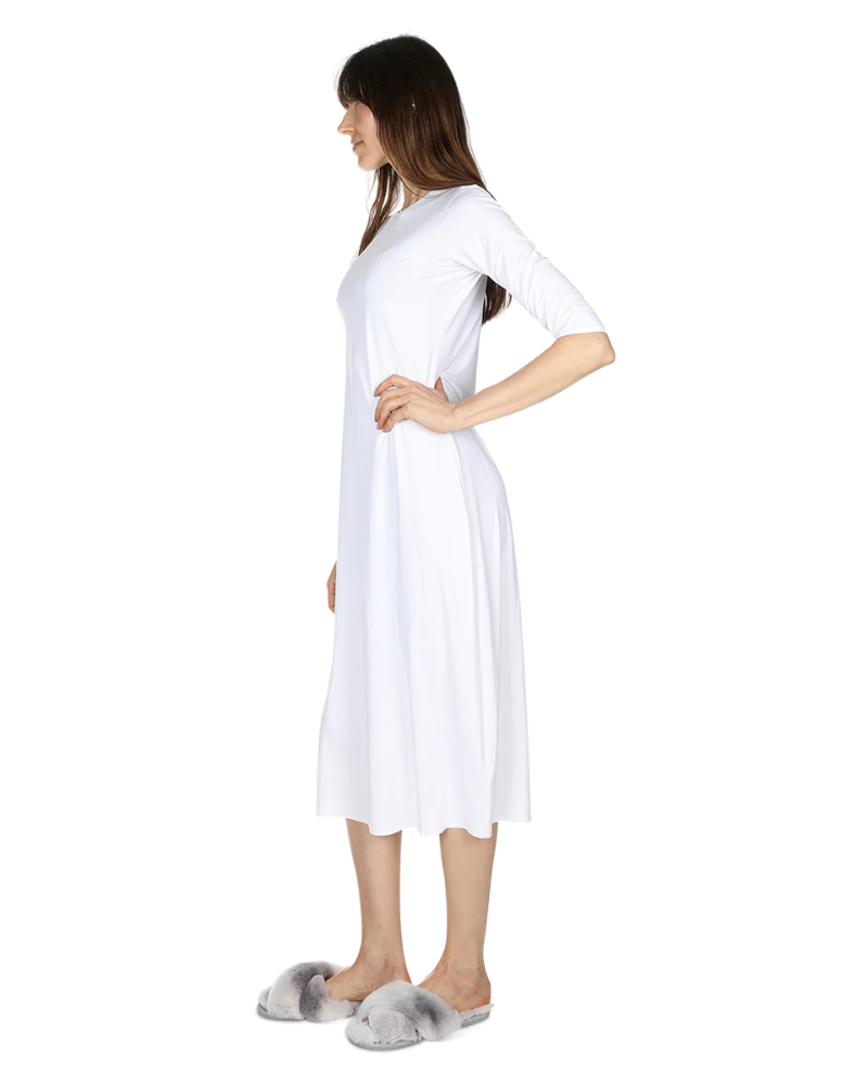 Me Moi CSP504-48 White Bonded 3/4 Sleeve Shell Dress 48" myselflingerie.com