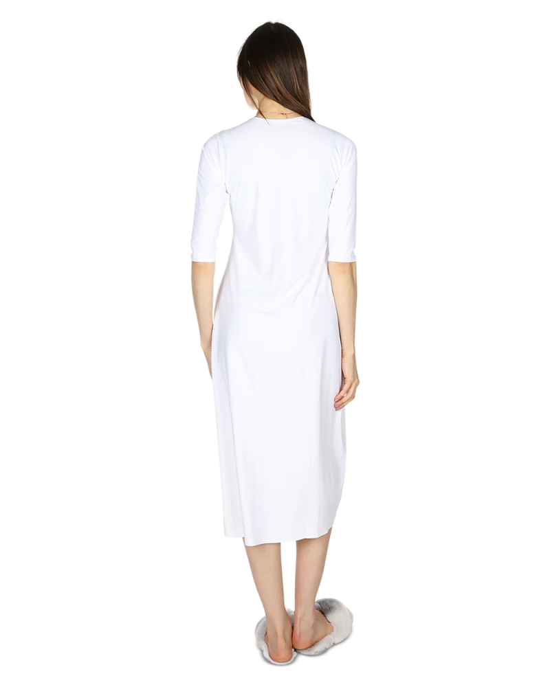 Me Moi CSP504-48 White Bonded 3/4 Sleeve Shell Dress 48" myselflingerie.com