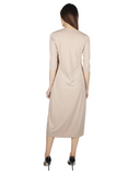 Me Moi CSP504-48 Nude Bonded 3/4 Sleeve Shell Dress 48" myselflingerie.com