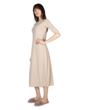 Me Moi CSP504-48 Nude Bonded 3/4 Sleeve Shell Dress 48" myselflingerie.com