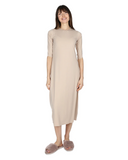 Me Moi CSP504-48 Nude Bonded 3/4 Sleeve Shell Dress 48" myselflingerie.com