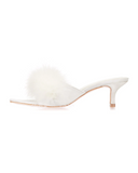 Love Moi LOV8500 White Mona Marabou Hard Sole Slippers myselflingerie.com