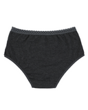 Buttermint BU501CG Charcoal Grey Lace Trimmed Cotton Hipsters 3 Pack myselflingerie.com