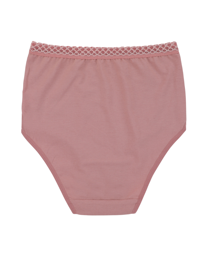 Buttermint BU401DP Dusty Pink Lace Trimmed Cotton Briefs 3 Pack myselflingerie.com