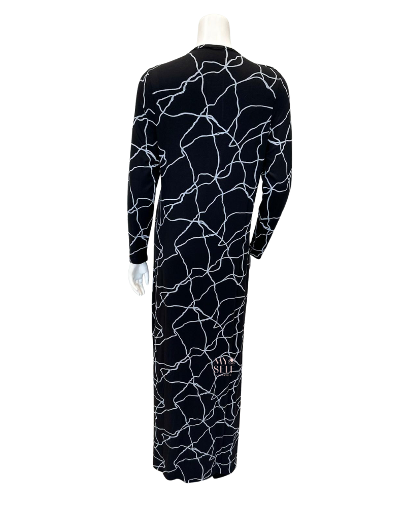 Velvet AJ1829 Black Silver Swirl Print Modal Nursing Nightgown myselflingerie.com