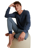 Calida 47687 #792 Relax Imprint Men's 100% Cotton Pajamas Set with Cuff myselflingerie.com
