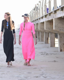 MA-1018 Hot Pink Swim Top & Maxi Skirt Set