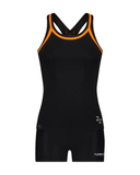2ZOR Black Orange Trim 2 Piece Teen's Bathing Suit Tank with Shorts