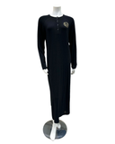 C-7142 Angelice Black Logo Snaps Ribbed Modal Nightgown