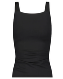 24FLRUCH2Z-BK Black Ruched Soft Cups Tankini Swim Top
