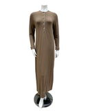 AK846MO Mocha Hotel Style Button Down Modal Nightgown