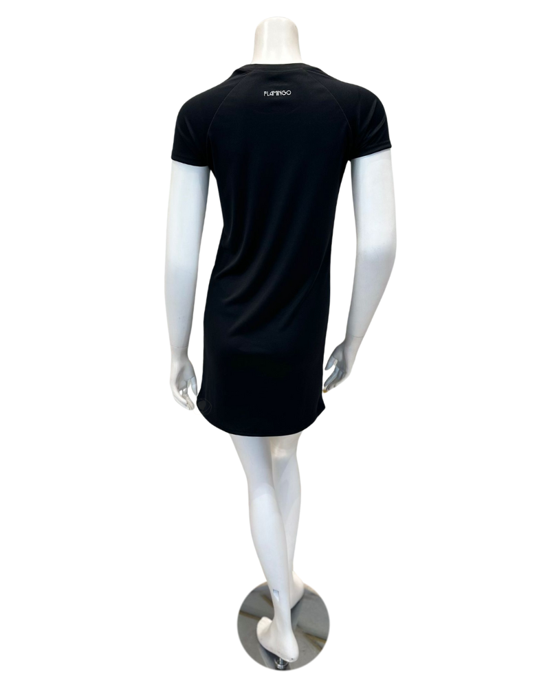Flamingo 24FL803TUNIC-BK Black Short Sleeve Swim Rashguard Tunic Top myselflingerie.com