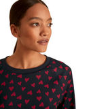 Calida 15828 + 29552 Red Hearts Dark Lapis Blue Cotton Pajamas Set myselflingerie.com