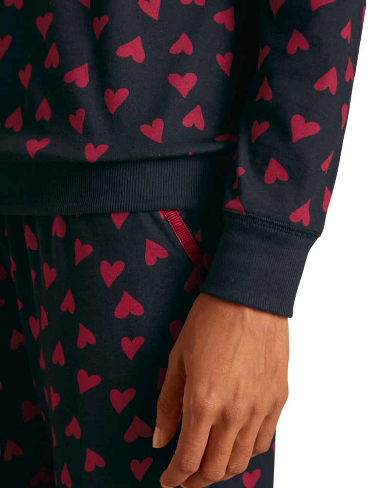 Calida 15828 + 29552 Red Hearts Dark Lapis Blue Cotton Pajamas Set myselflingerie.com