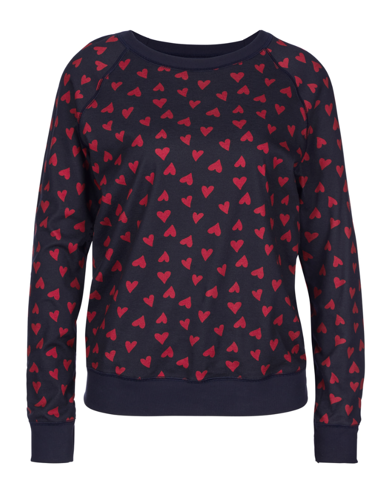 Calida 15828 + 29552 Red Hearts Dark Lapis Blue Cotton Pajamas Set myselflingerie.com
