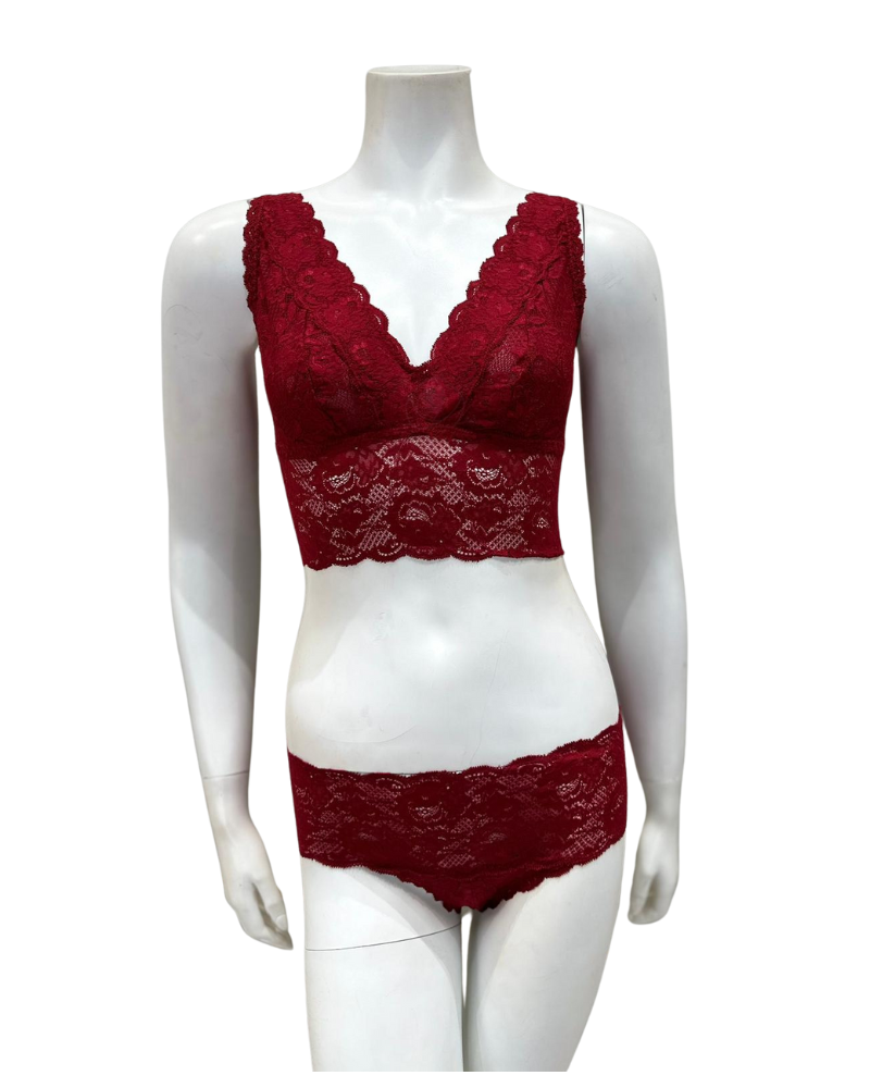 Cosabella NEVER1386 + 07ZL Sindoor Red Lace Bralette & Short Set myselflingerie.com