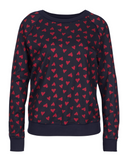 Calida 15828 + 29552 Red Hearts Dark Lapis Blue Cotton Pajamas Set myselflingerie.com