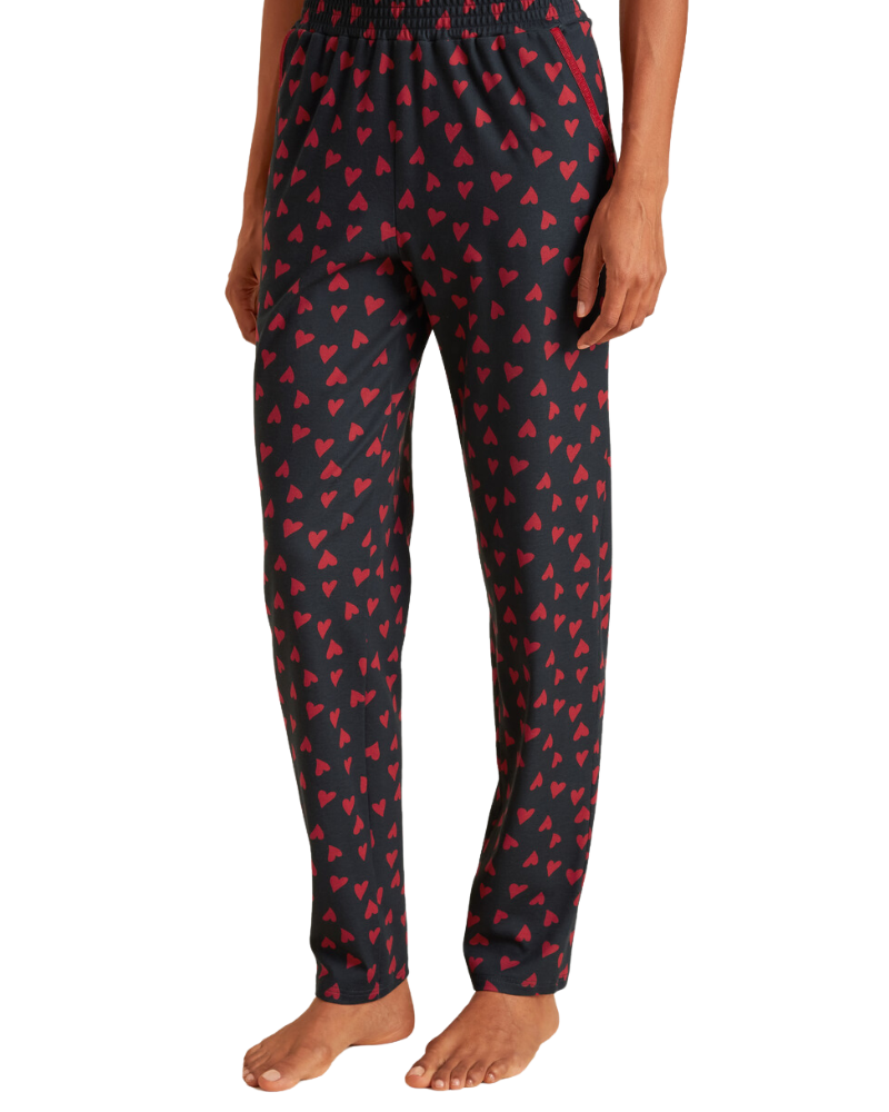 Calida 15828 + 29552 Red Hearts Dark Lapis Blue Cotton Pajamas Set myselflingerie.com