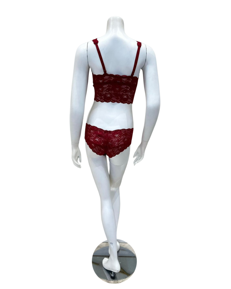 Cosabella NEVER1386 + 07ZL Sindoor Red Lace Bralette & Short Set myselflingerie.com