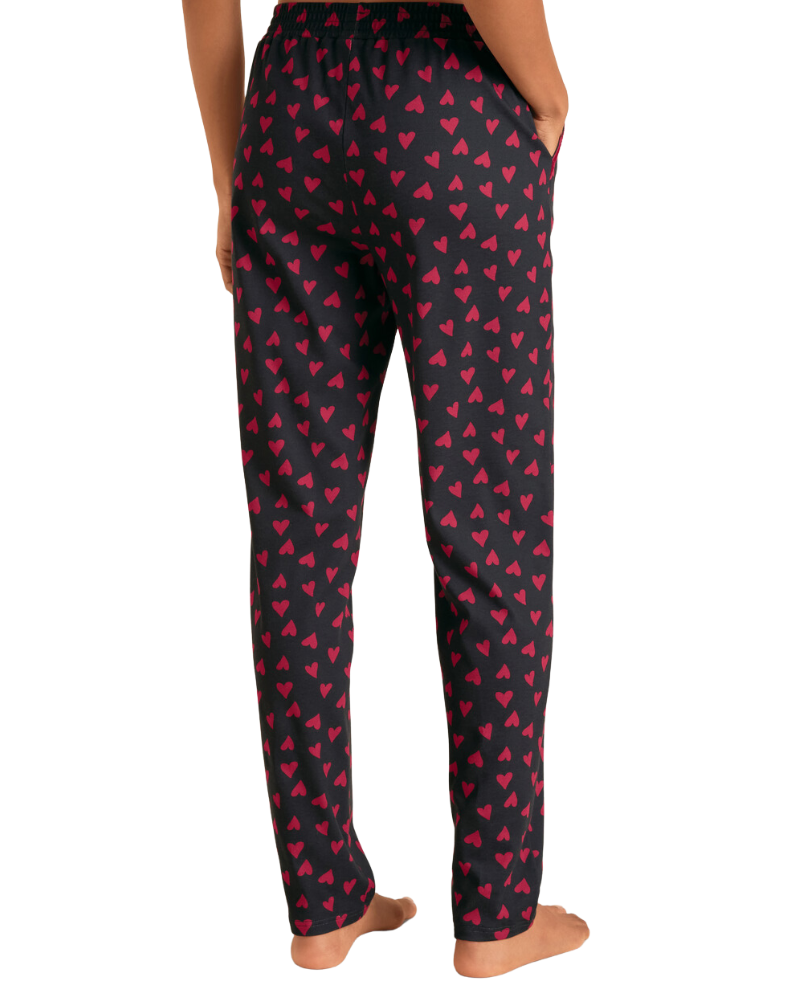 Calida 15828 + 29552 Red Hearts Dark Lapis Blue Cotton Pajamas Set myselflingerie.com