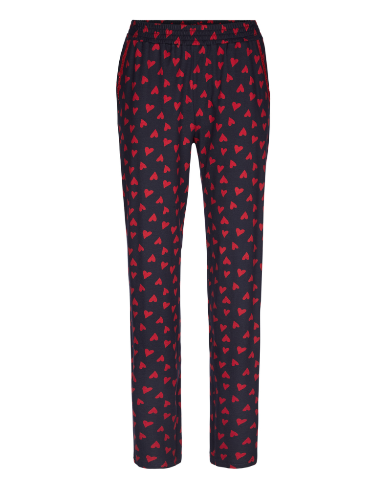 Calida 15828 + 29552 Red Hearts Dark Lapis Blue Cotton Pajamas Set myselflingerie.com