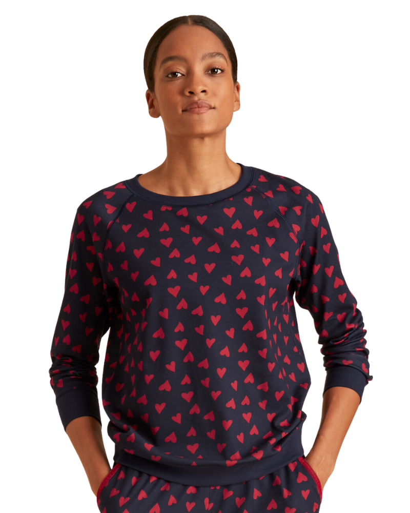 Calida 15828 + 29552 Red Hearts Dark Lapis Blue Cotton Pajamas Set myselflingerie.com