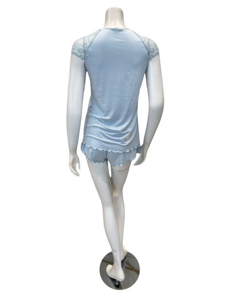 ◆SPAO◆ Mangled Bear Mangled Short Sleeve Pajamas LIGHT BLU Landofgenie Men Short Sleeve Romper One Piece Pajamas - Blue