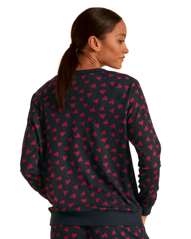 Calida 15828 + 29552 Red Hearts Dark Lapis Blue Cotton Pajamas Set myselflingerie.com