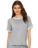 Q80827 Chiffon Trimmed Modal Pajama Shirt