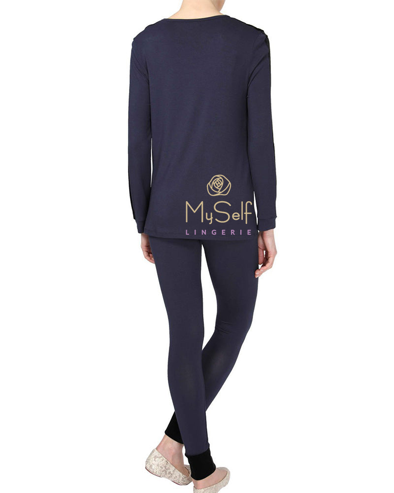 Me Moi CPJ00149 Velvet Trimmed Modal Pajamas myselflingerie.com