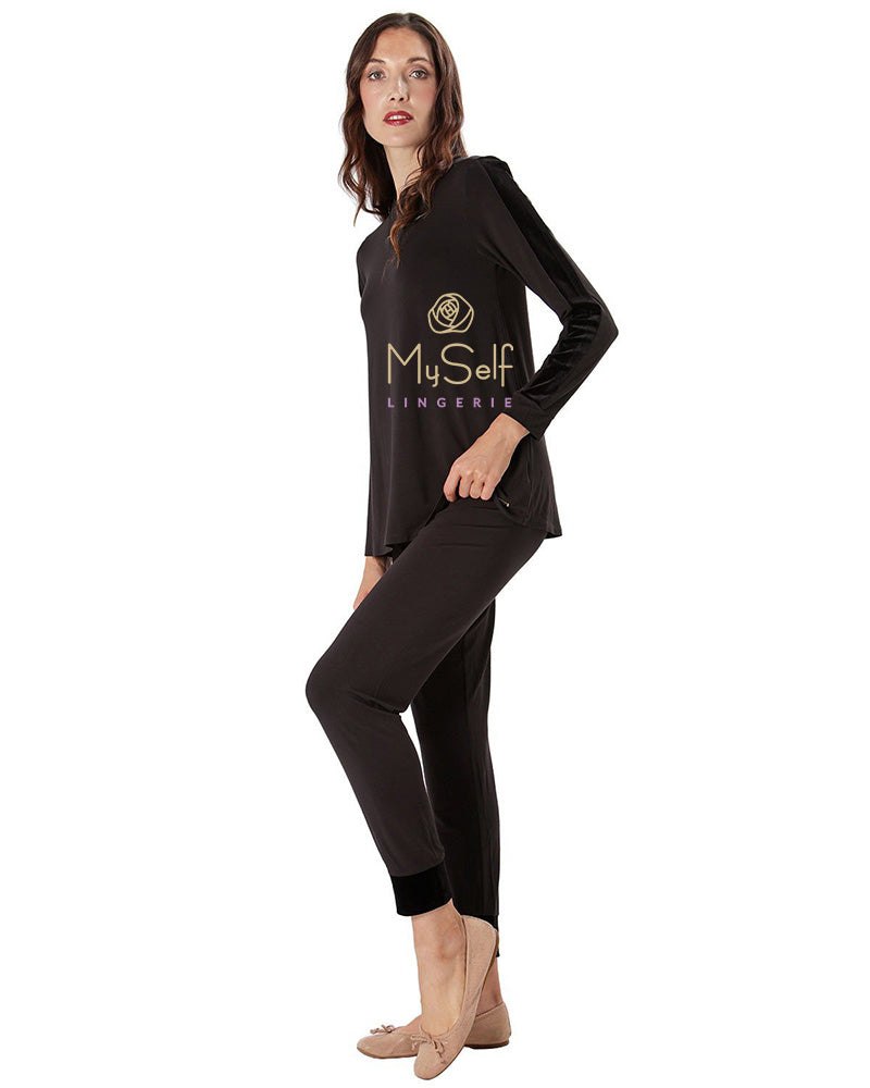 Me Moi CPJ00149 Velvet Trimmed Modal Pajamas myselflingerie.com