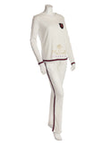 Pierre Balmingo Paris White Pajamas with Navy and Red Trim