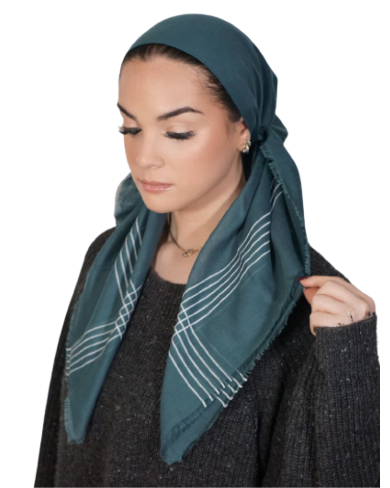 Tie Ur Knot White Striped Border Turquoise Pre-Tied Bandanna with Light Non Slip Grip myselflingerie.com