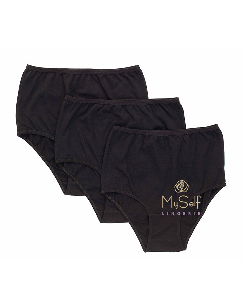 Gemsli 3305 Black Cotton Briefs 3 Pk. myselflingerie.com