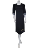 B49 Lace Button Down Black Modal Nightshirt