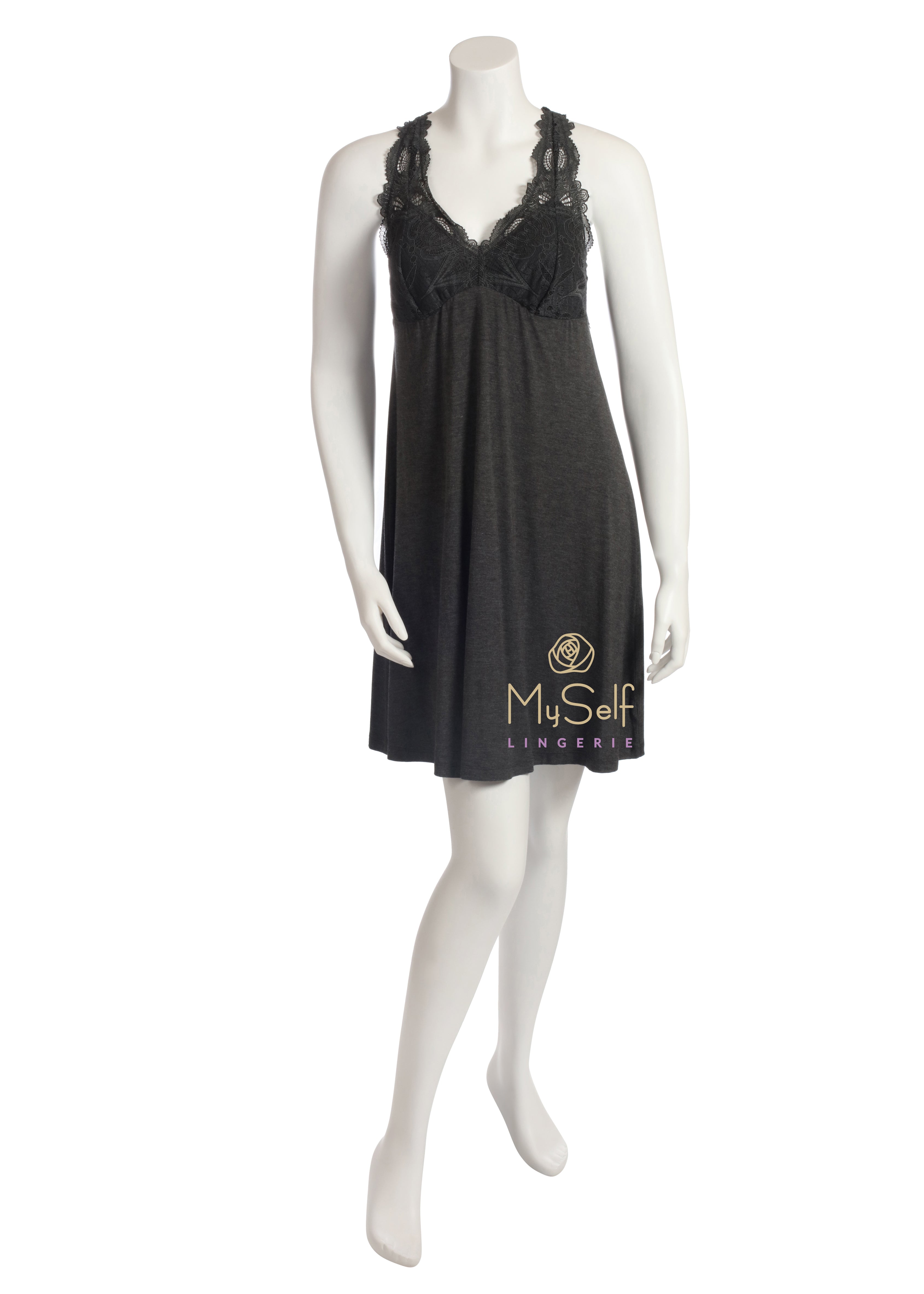 FLEUR'T 630 Lace T-Back Short Chemise myselflingerie.com