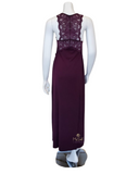 Fleur't 633 Dark Pansy Lace T-Back Modal Long Gown myselflingerie.com