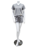 Q81174 Blaire Heather Grey Fleece Lined Modal PJ's Shorts Set
