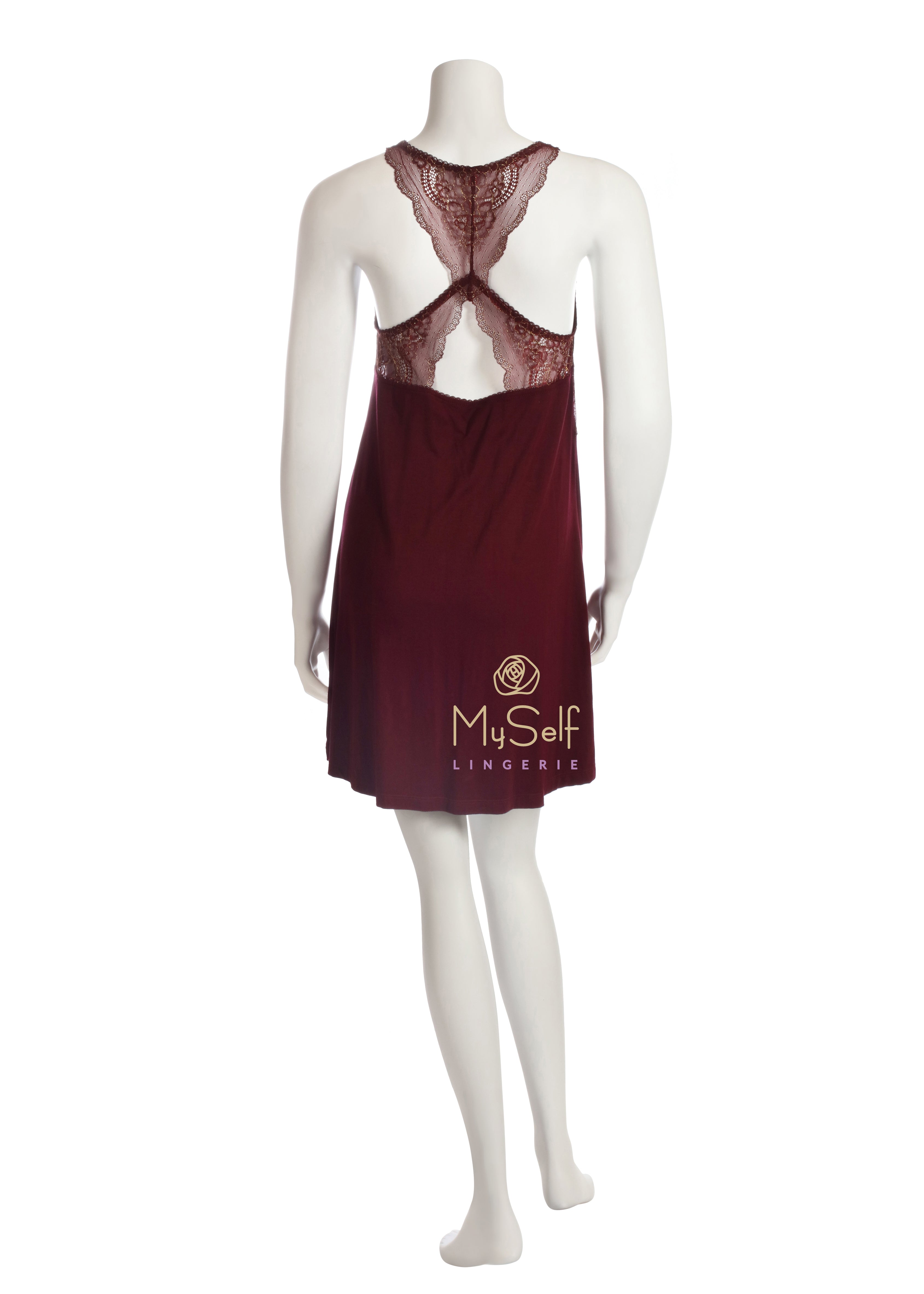 Fleur't 5505 Lace T-Back Short Chemise myselflingerie.com