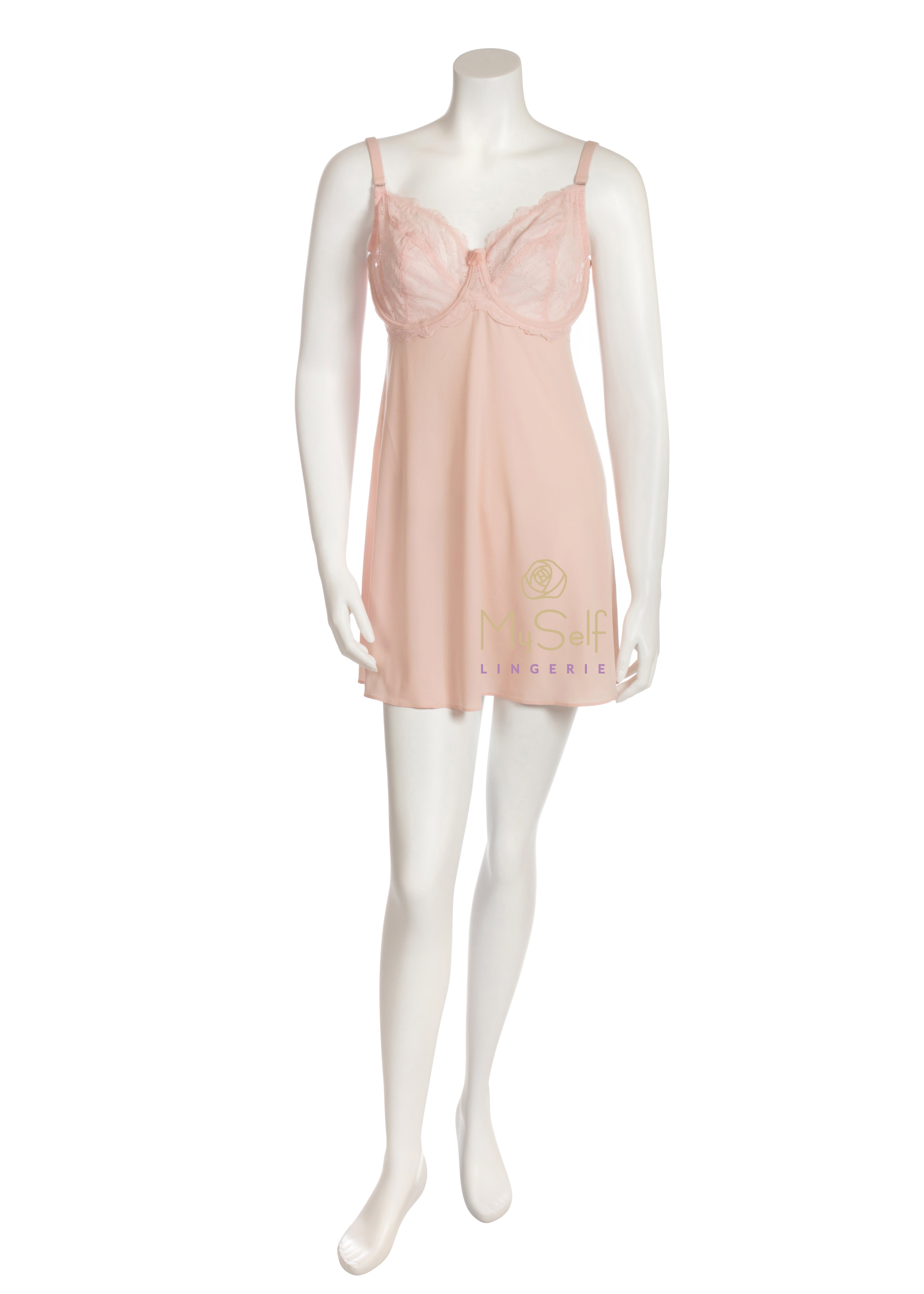 Fleur't 9054 Lace Underwire Babydoll Chemise with G-String Panty myselflingerie.com