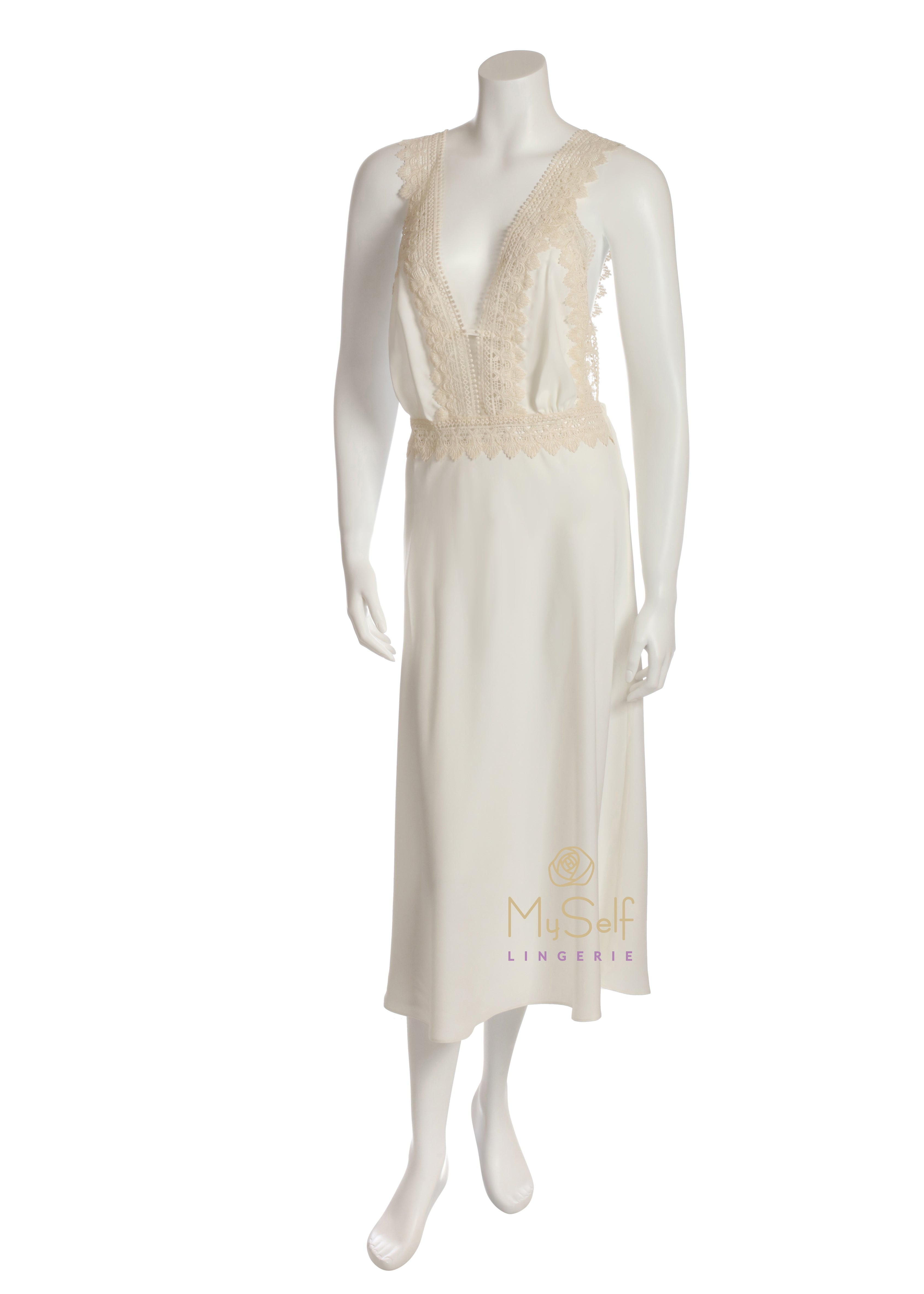 Flora Nikrooz Q80689 Blythe Embroidered Lace Trim Gown MYSELFLINGERIE.COM