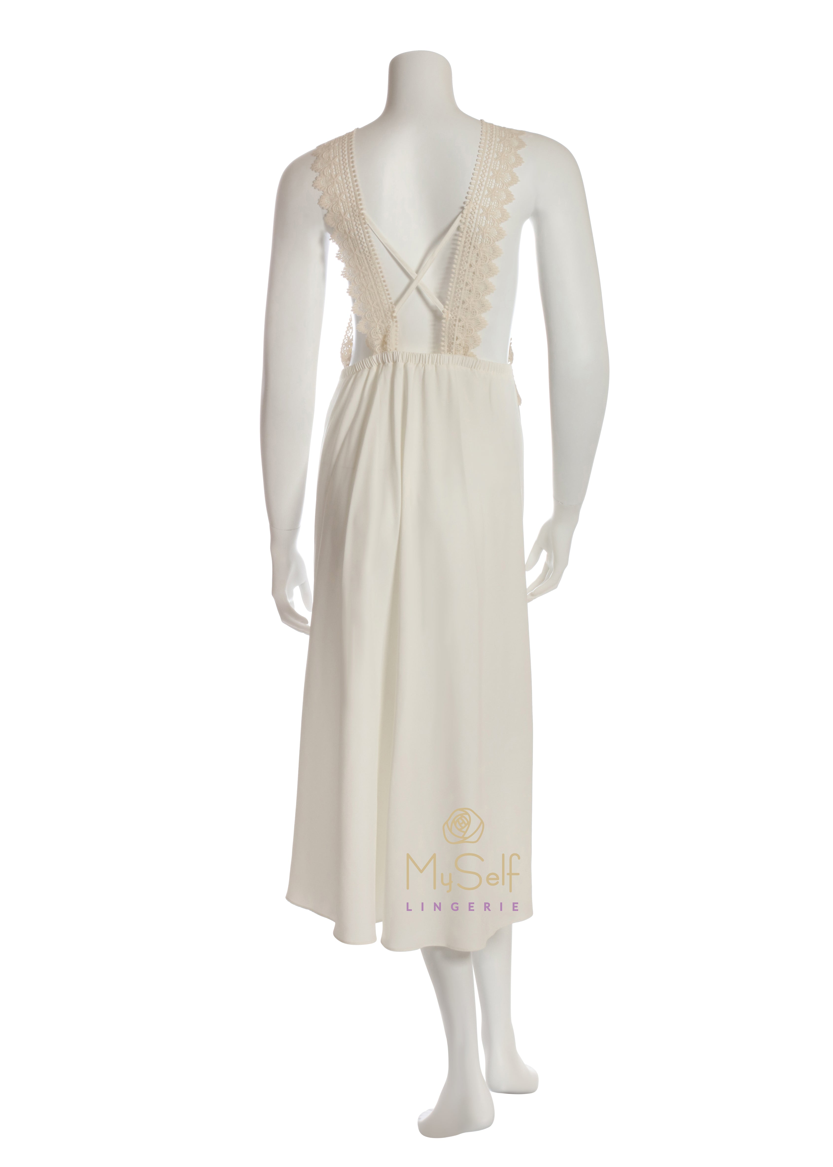 Flora Nikrooz Q80689 Blythe Embroidered Lace Trim Gown MYSELFLINGERIE.COM