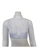 SH235 White Sleeveless Modal Crop Shell w/ Placket & Pointy Collar