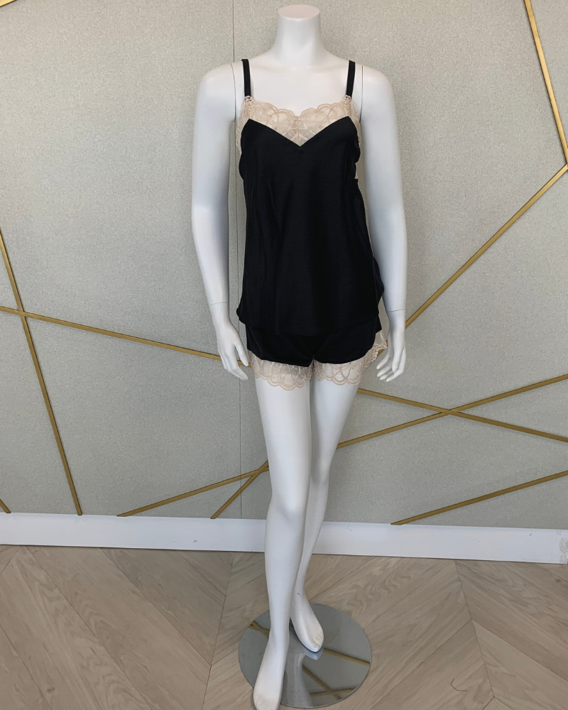 Flora Nikrooz 8103 Black Gabby Cami Set & Kimono MYSELFLINGERIE.COM