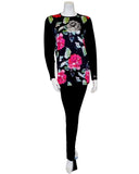 Pierre Balmingo Paris Floral Garden Satin and Modal Pajamas Set