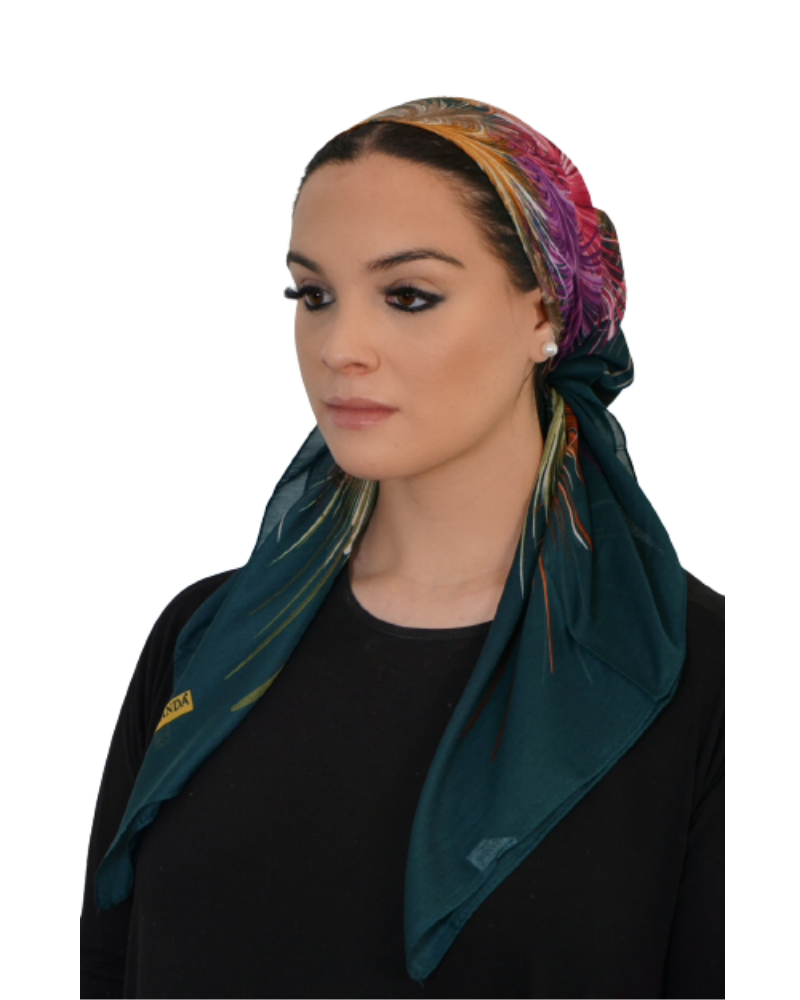 Tie Ur Knot Forest Green Feather Splatter Pre-Tied Bandanna with Full Non Slip Grip myselflingerie.com