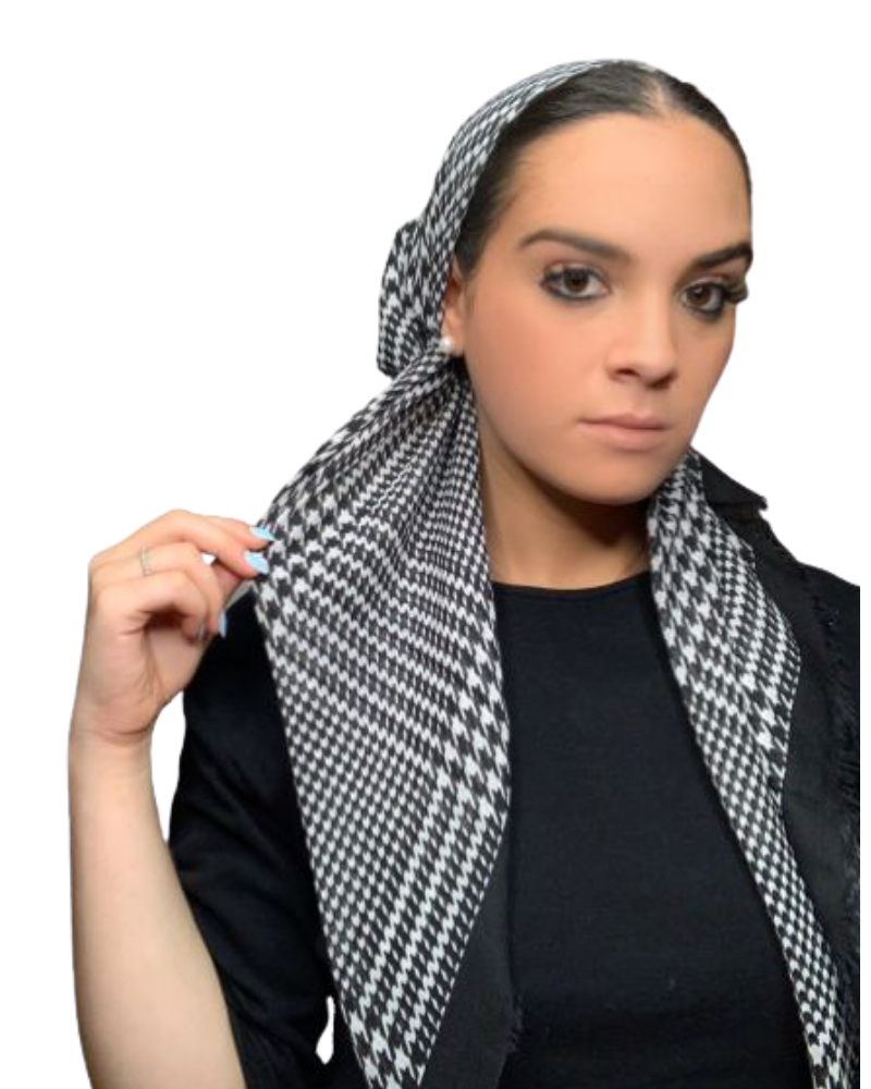 Tie Ur Knot Basic Houndstooth Pre-Tied Bandanna with Light Non Slip Grip myselflingerie.com