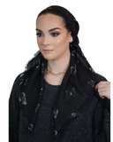 Tie Ur Knot Black/Gray Printed Butterfly Pre-Tied Bandanna with Full Non Slip Grip