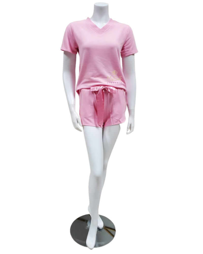 Flora Nikrooz Q81174 Blaire Carnation Fleece Lined Modal PJ's Shorts Set MYSELFLINGERIE.COM