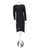 3351-N Black Long Sleeve Modal Button Down Nightshirt